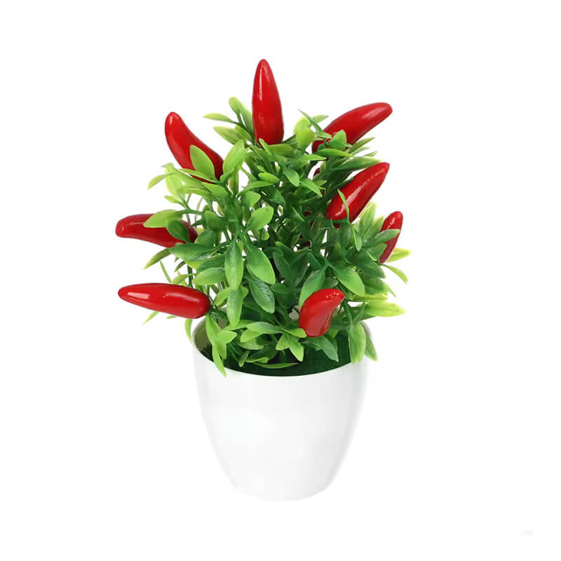 Multicolor Artificial Fruits Bonsai Pomegranate Chili Orange Berries Peach Fruit Tree potted Green Leaves Photo Props