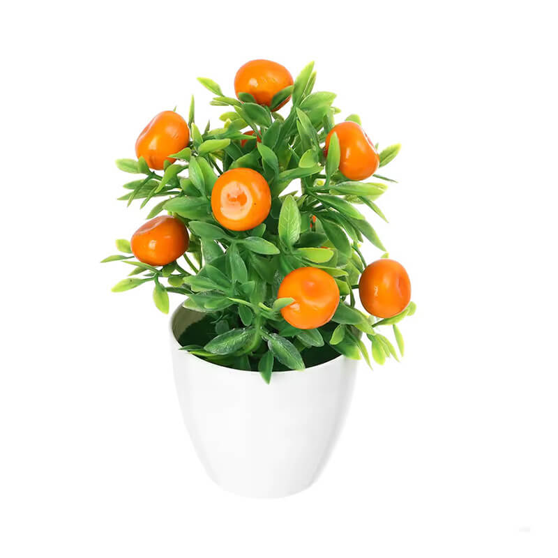 Multicolor Artificial Fruits Bonsai Pomegranate Chili Orange Berries Peach Fruit Tree potted Green Leaves Photo Props