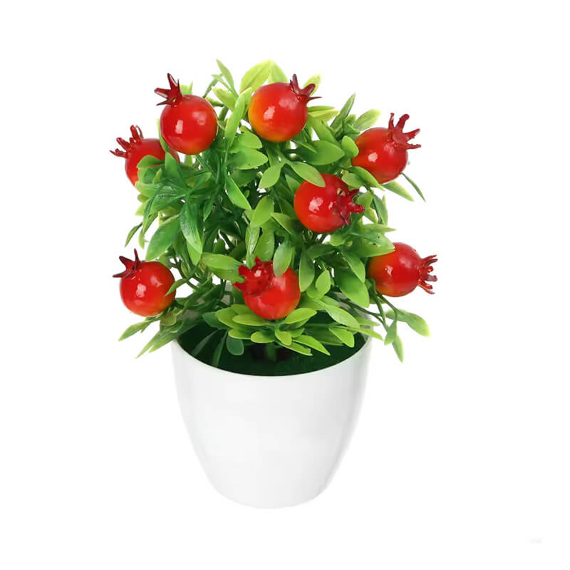 Multicolor Artificial Fruits Bonsai Pomegranate Chili Orange Berries Peach Fruit Tree potted Green Leaves Photo Props
