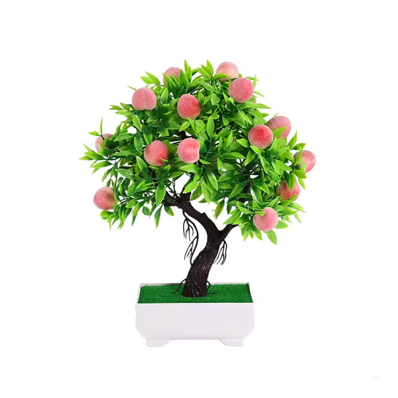 Multicolor Artificial Fruits Bonsai Pomegranate Chili Orange Berries Peach Fruit Tree potted Green Leaves Photo Props