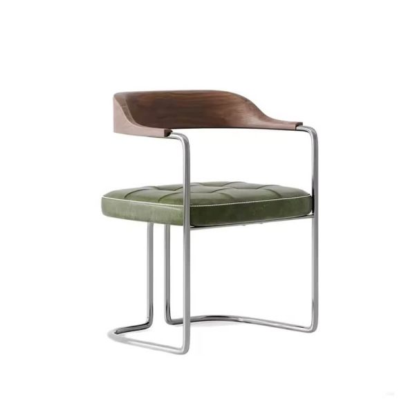 Bauhaus Dining Chairs, Retro Light Luxury High-end Green Chairs, Study Stainless Steel Designer Solid Wood Chairs